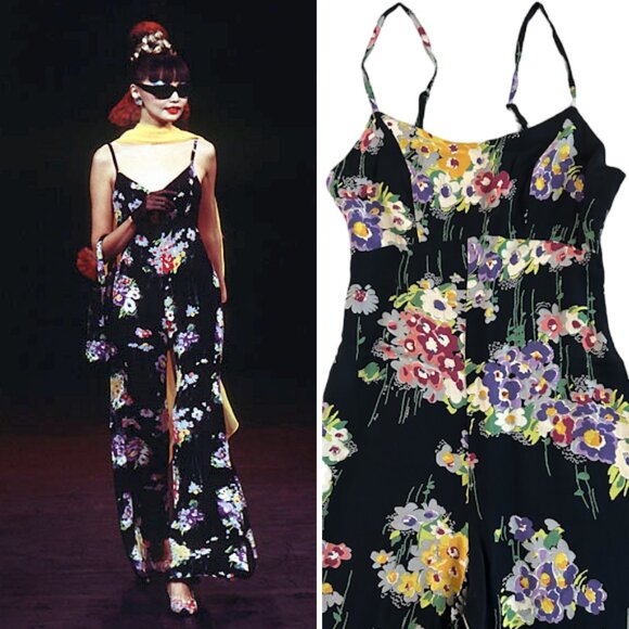 RARE Vintage 90s Betsey Johnson SS 1996 Floral Jumpsuit